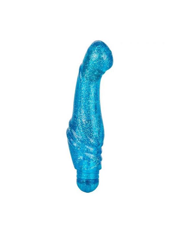 Голубой вибратор G Glitz с блёстками (17,5 см)