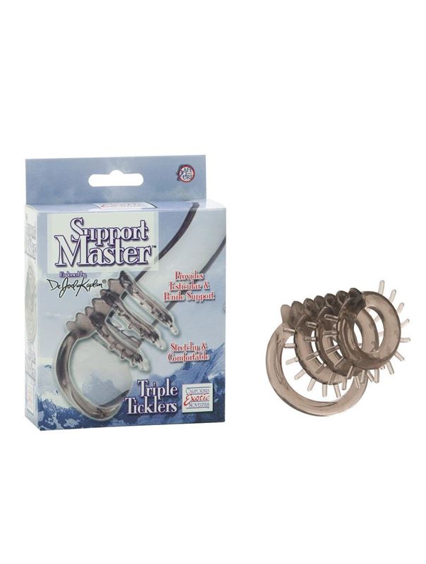 Дымчатый хомут на пенис из 4 колец Support Master - Triple Tickler