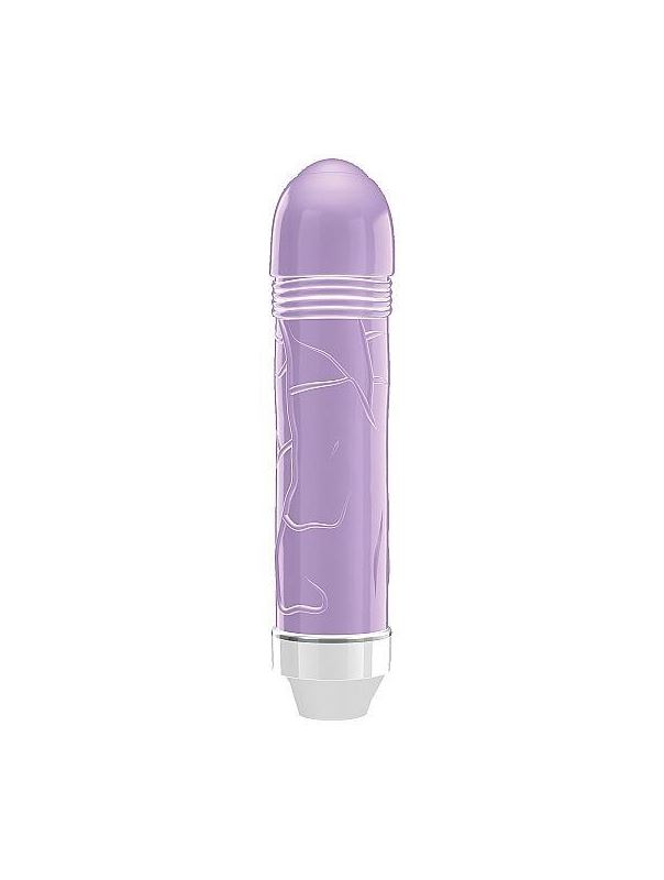 Фиолетовый вибратор Lenore с тонкими венками - 14,5 см.
