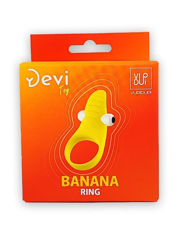 Желтое эрекционное виброкольцо Banana Ring