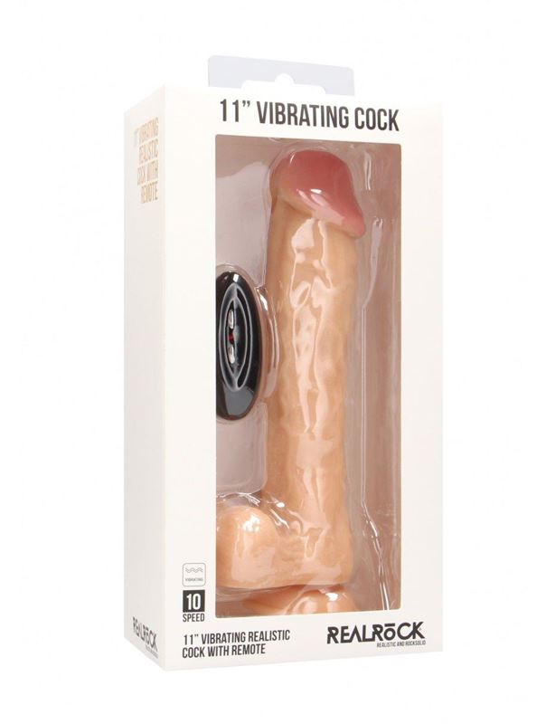 Телесный вибратор реалистик Vibrating Realistic Cock 11" With Scrotum (29,5 см)