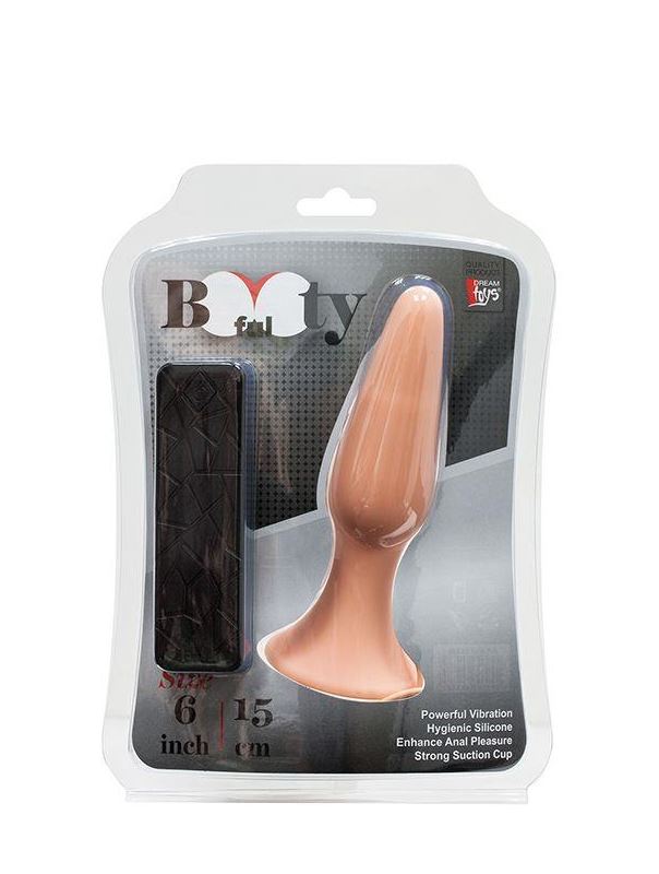 Телесная анальная пробка с вибрацией BOOTYFUL 6INCH SLIM INTRUDER (15 см)