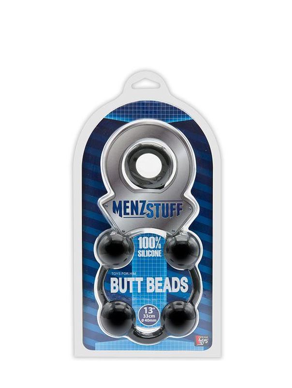 Чёрная анальная цепочка MENZSTUFF BUTT BEADS BLACK - 33 см.