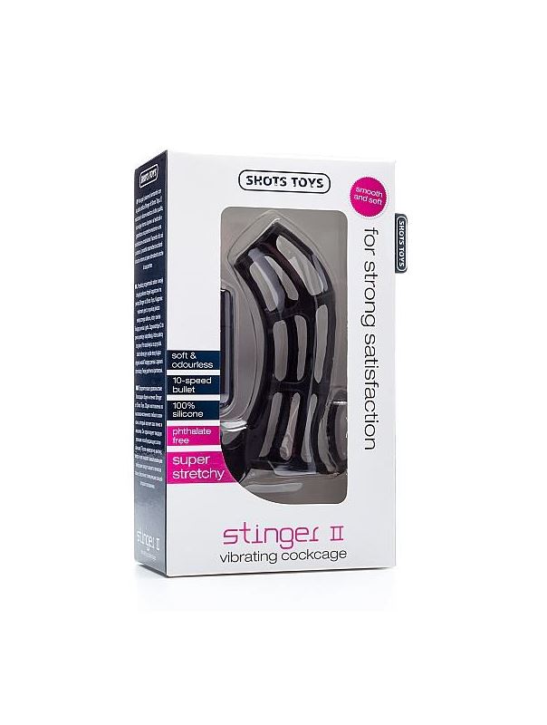 Черная сбруя на пенис с кольцом для яичек Stinger II (13,5 см)