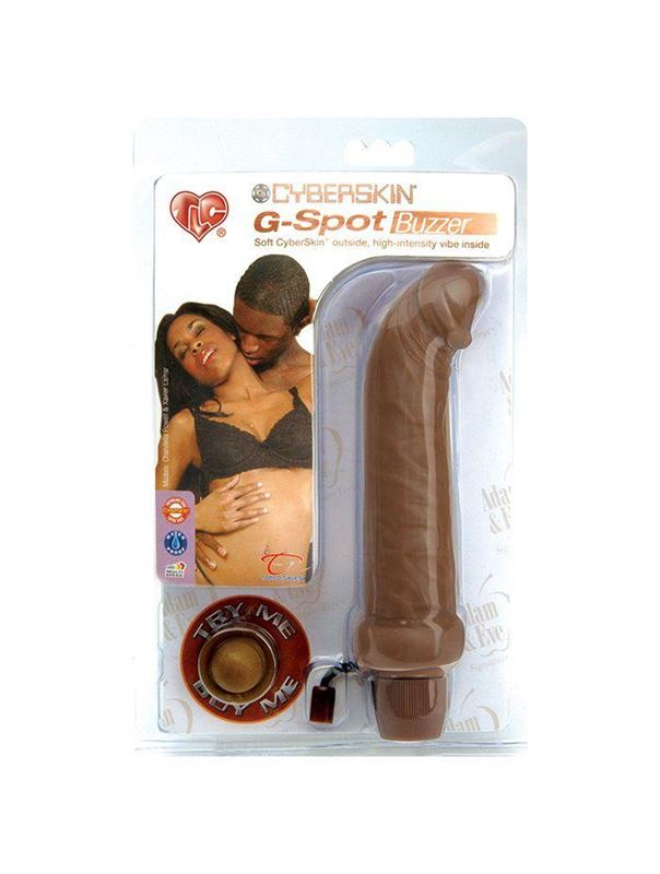 Коричневый реалистичный вибратор для точки G CyberSkin G-Spot Buzzer - 16 см.