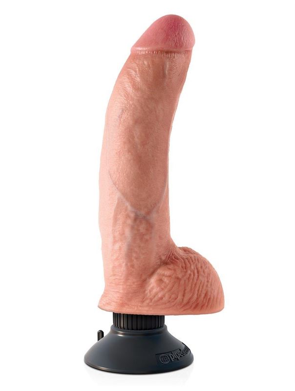Телесный вибратор со съемной присоской 9" Vibrating Cock with Balls (22,9 см)