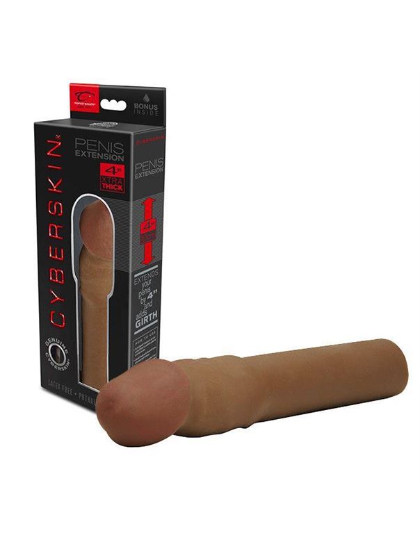 Бежевая насадка-удлинитель CyberSkin 4 inch Xtra Thick Transformer Penis Extension Dark