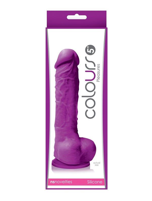 Фиолетовый фаллоимитатор на присоске Colours Pleasures 5" Dildo (17,8 см)