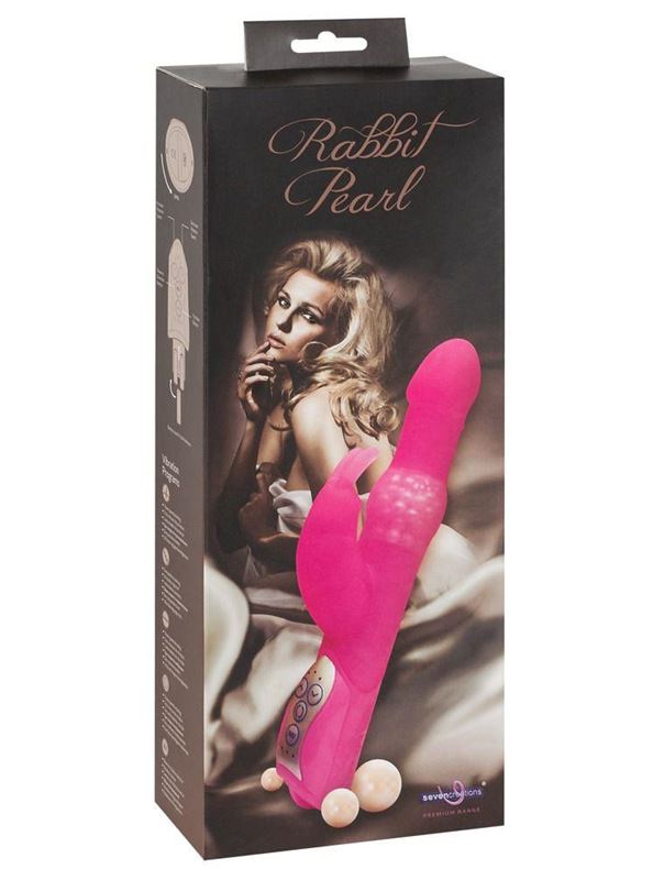 Розовый вибромассажёр с клиторальным отростком Rabbit Pearl - 26,5 см.