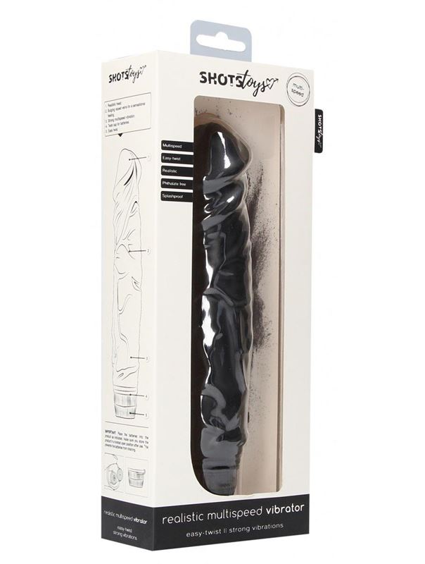 Черный вибратор Realisic Multispeed Vibrator (23 см)