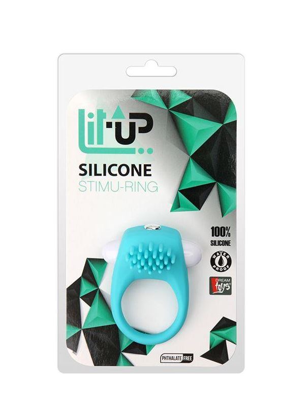 Голубое эрекционное кольцо с щеточкой LIT-UP SILICONE STIMU RING 5