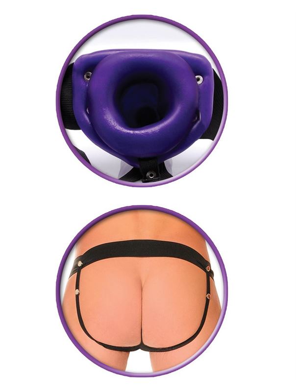 Фиолетовый фаллопротез Hollow Strap-On (16 см)