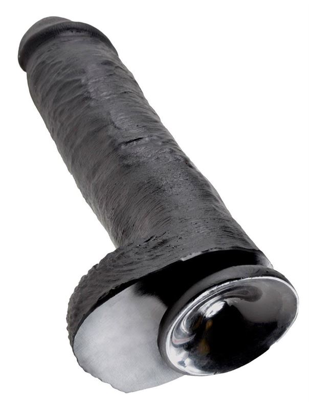 Черный фалоимитатор-гигант 11" Cock With Balls на присоске (28 см)