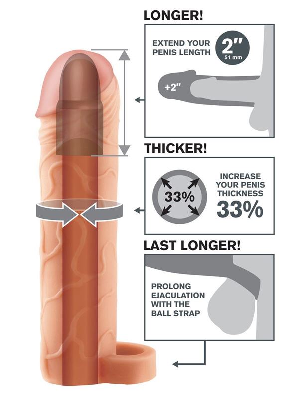 Телесная насадка с кольцом Perfect 2" Extension with Ball Strap (19 см)