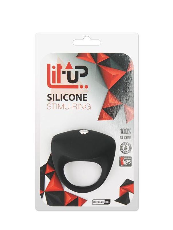 Чёрное эрекционное кольцо LIT-UP SILICONE STIMU RING 8