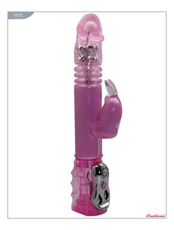 Розовый вибратор EROTICON VERVE RABBIT с металлическими шариками (29 см)