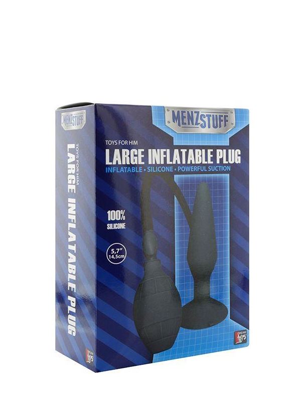 Чёрная анальная втулка с функцией расширения MENZSTUFF LARGE INFLATABLE PLUG - 14,5 см.