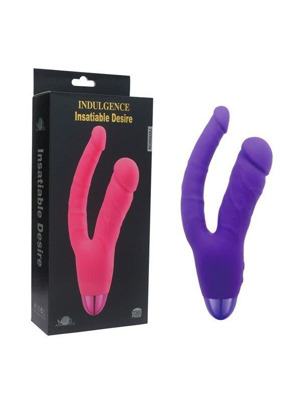 Фиолетовый двойной вибратор INDULGENCE Rechargeable Insatiable Desire (21 см)