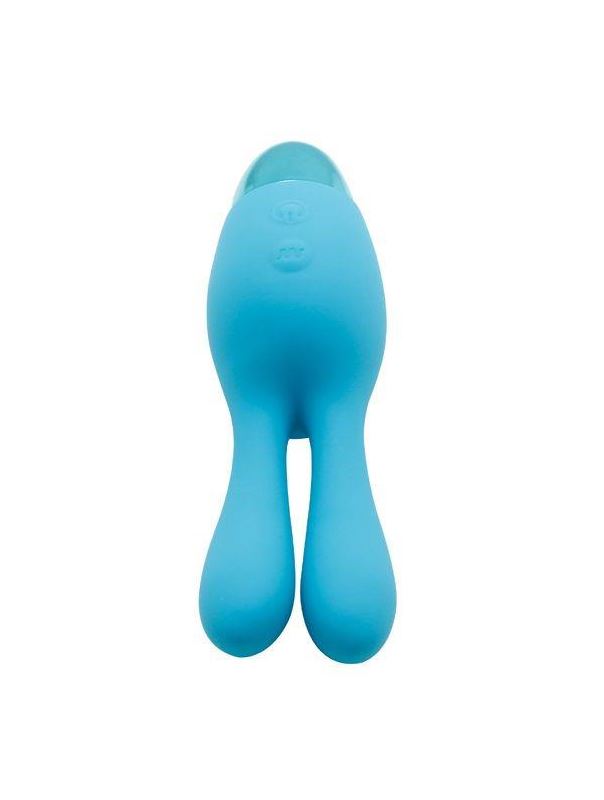 Голубой вибратор INDULGENCE Rechargeable Dream Bunny - 15 см.