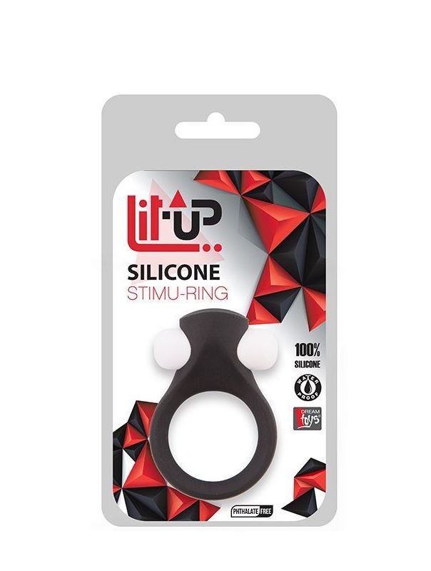 Чёрное эрекционное виброкольцо LIT-UP SILICONE STIMU RING 2 BLACK