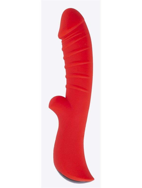 Красный вибратор Ribbed с рёбрышками (18 см)