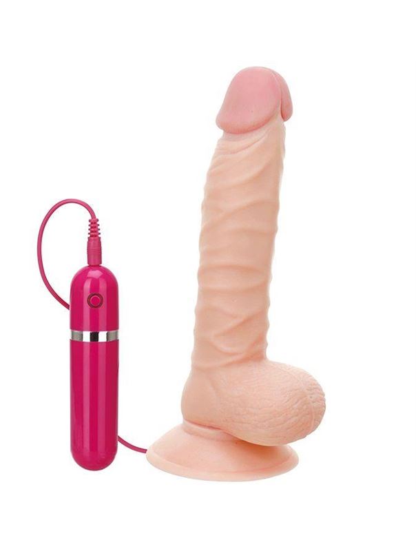 Телесный вибратор-реалистик на присоске G-GIRL STYLE 8INCH VIBRATING DONG - 20,3 см.