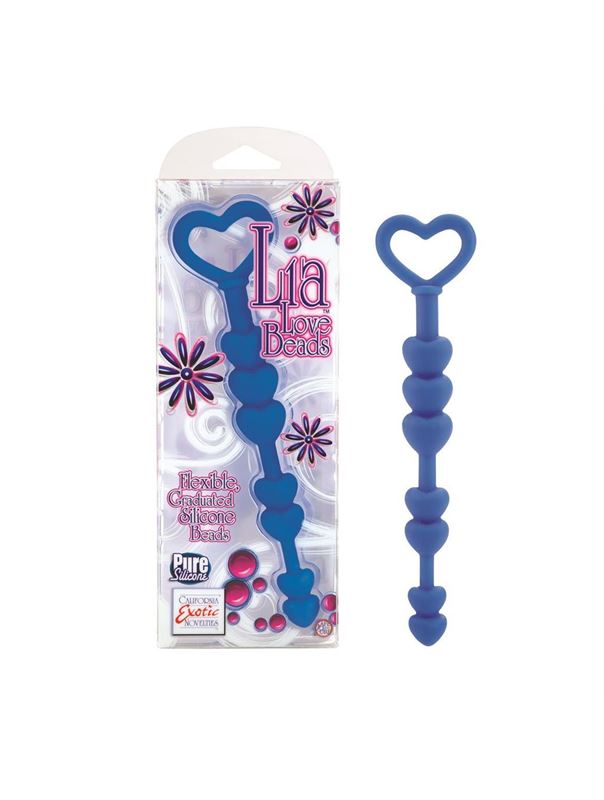 Синие анальные бусы LIA LOVE BEADS (17,8 см)