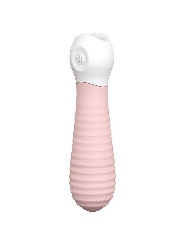 Розовый силиконовый мини-вибратор Ribbed Baby Boo (12 см)