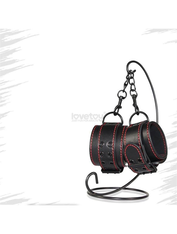 Черные поножи Bondage Fetish Pleasure Ankle cuffs с контрастной строчкой