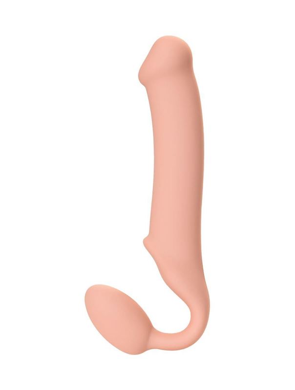 Телесный безремневой страпон Silicone Bendable Strap-On XL