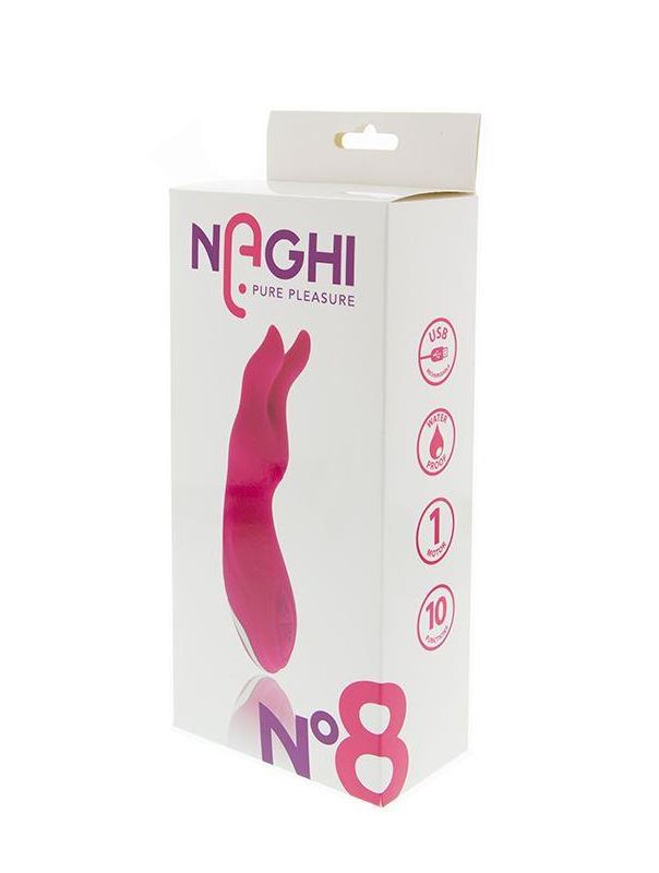 Розовый клиторальный вибратор с ушками NAGHI NO.8 - 16 см.