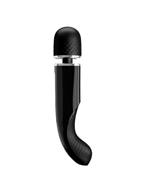 Черный мощный жезловый вибратор с изогнутой ручкой Charming Massager (24 см)