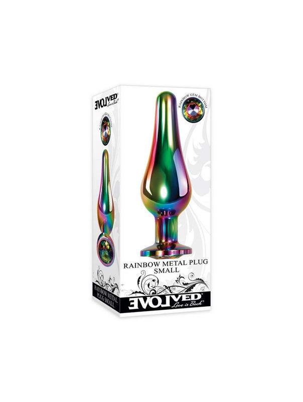 Радужная анальная пробка Rainbow Metal Plug Small (9,4 см)