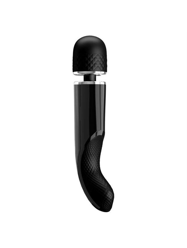 Черный мощный жезловый вибратор с изогнутой ручкой Charming Massager (24 см)