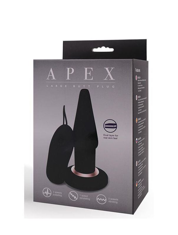 Чёрная анальная вибровтулка APEX BUTT PLUG LARGE (15 см)