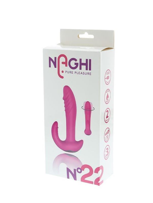 Розовый вибратор-ротатор NAGHI NO.22 RECHARGEABLE с дополнительным отростком