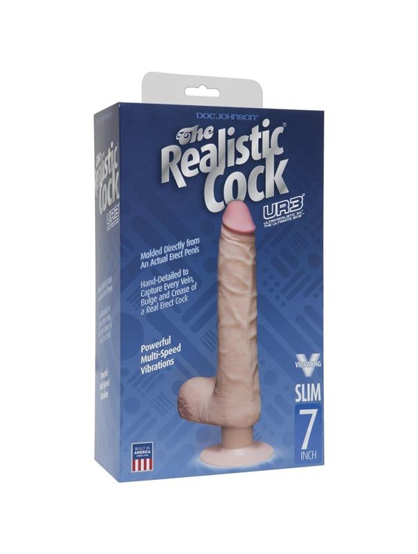 Телесный вибромассажер The Realistic Cock ULTRASKYN Vibrating 7” Slim (22,1 см)