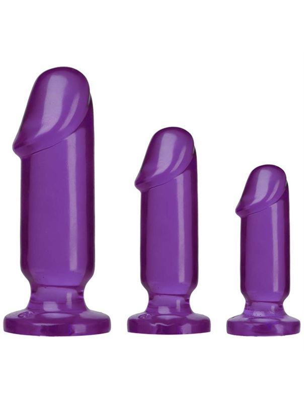 Набор из трех фиолетовых анальных фаллоимитаторов Crystal Jellies Anal Starter Kit