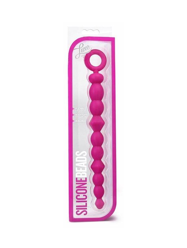 Розовая анальная цепочка-елочка SILICONE BEADS - 24,6 см.