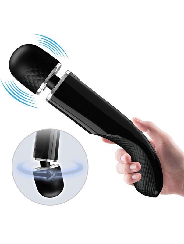 Черный мощный жезловый вибратор с изогнутой ручкой Charming Massager (24 см)