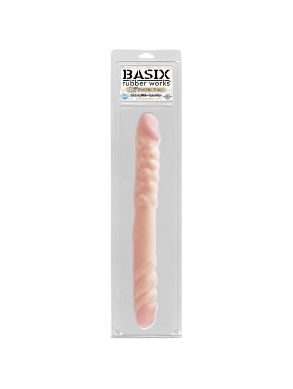 Телесный двусторонний фаллоимитатор BASIX 16 Double Dong (38,5 см)