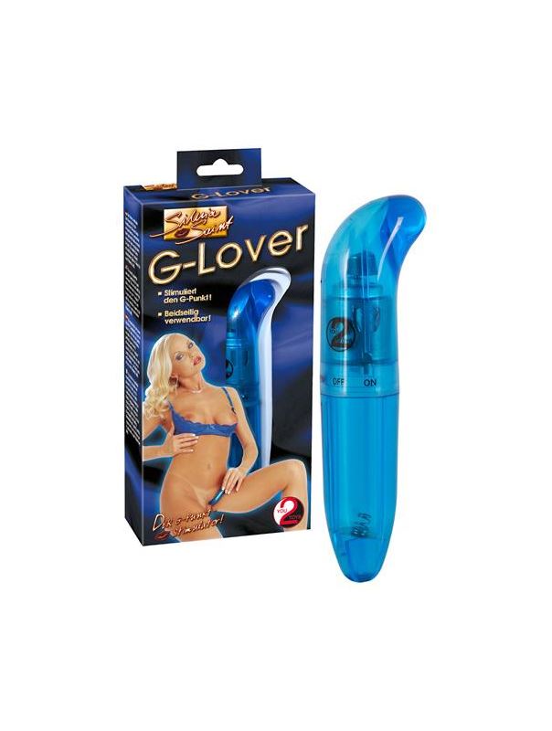 Синий вибратор для массажа G-spot - 12,5 см.