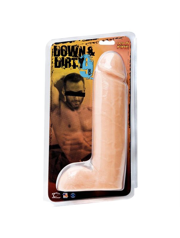 Телесный реалистик с мошонкой Down and Dirty 9 Dong (23,5 см)