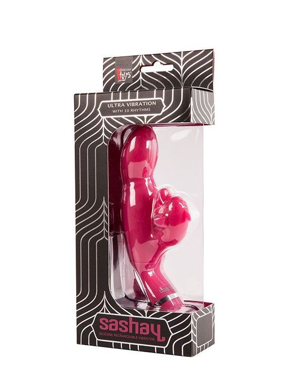 Вибратор со стимулятором клитора SASHAY - VIBRATOR DOLPHIN (17,5 см)