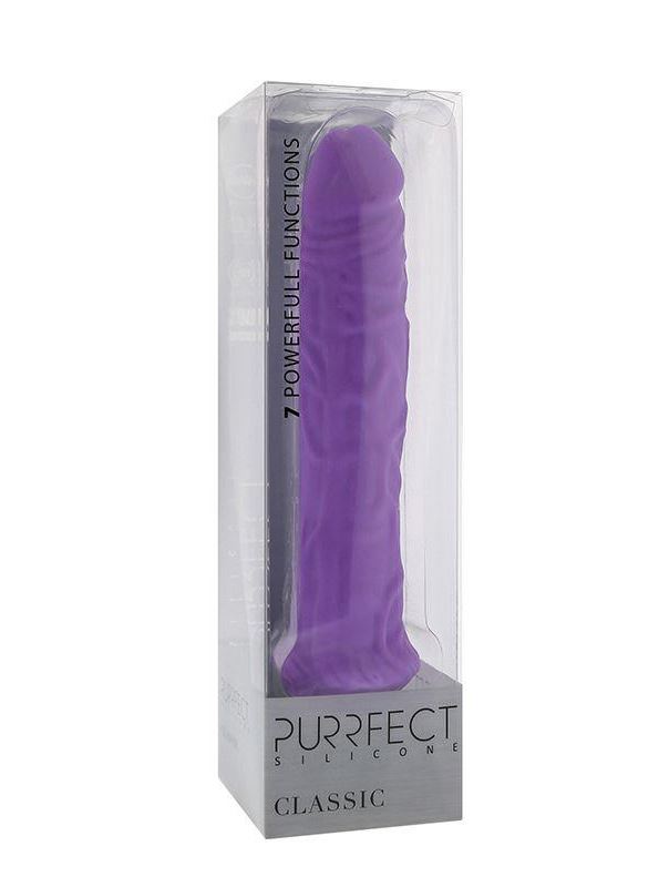 Фиолетовый вибратор-реалистик PURRFECT SILICONE CLASSIC 8.5INCH - 21,5 см.