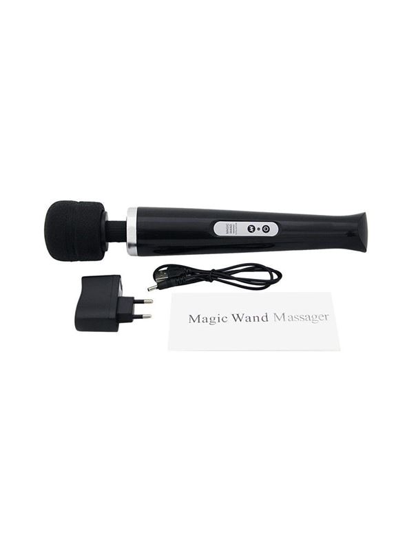 Чёрный беспроводной массажер Magic Wand с 10 режимами