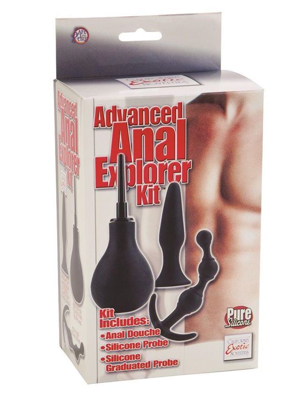 Набор анальных стимуляторов ADVANCED ANAL EXPLORER KIT: плаг, цепочка и груша