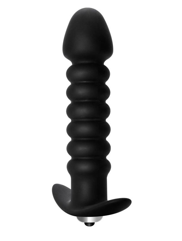 Чёрная анальная пробка с вибрацией Twisted Anal Plug (13 см)