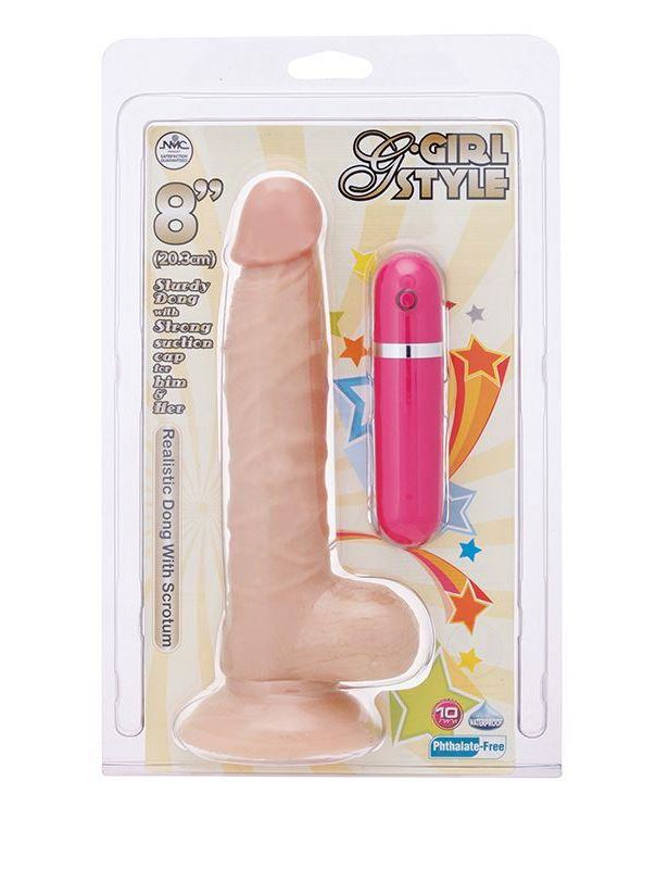 Телесный вибратор-реалистик на присоске G-GIRL STYLE 8INCH VIBRATING DONG - 20,3 см.