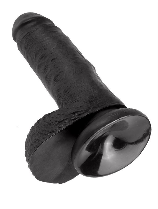 Чёрный фаллоимитатор с мошонкой 7" Cock with Balls (19,4 см)